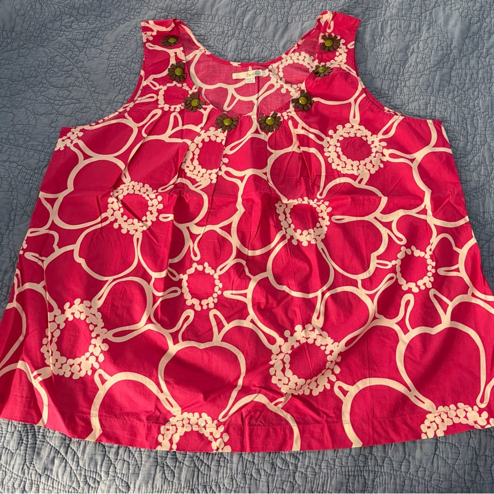 NWOT Biden Size 18 Women’s Pink Floral Sleeveless Top with Neck Detail